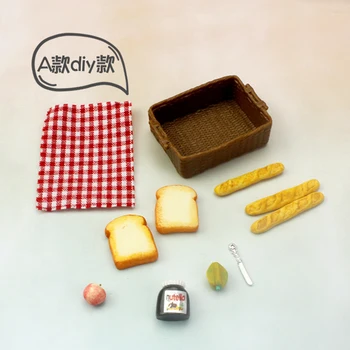 1/12 bjd miniatúrne piknik hračka ob11 chlieb model 1: 6 rozsahu doll house toy model miniatúrne potravín play mini košík na chlieb kuchyňa hračka