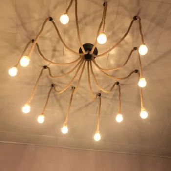 1,5 M Vintage Priemyselné Spider Štýl LED Konopné Lano Prívesok Lampa lampara Nordic Domov Osvetlenie Svetlá pre Office Reštaurácia, Kaviareň