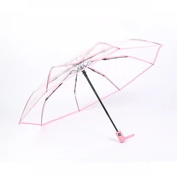 1 ks Vetru skladacia automatické transparentný dáždnik dámy mužov slnku, dažďu, vetru vízia jasné domov dážď zariadenia parasol