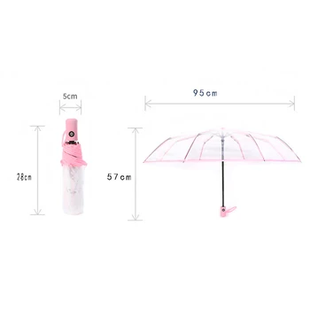 1 ks Vetru skladacia automatické transparentný dáždnik dámy mužov slnku, dažďu, vetru vízia jasné domov dážď zariadenia parasol