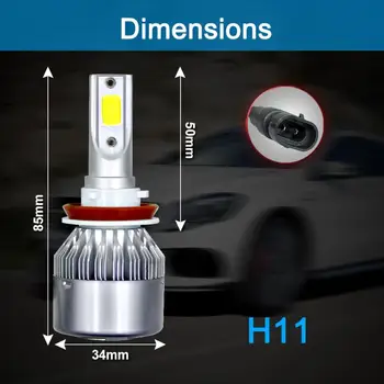 1 Pár H8 / H9 / H11 C6 10800LM 6000K 120W COB LED Auto Svetlometu Auta Nepremokavé Auto Žiarovky