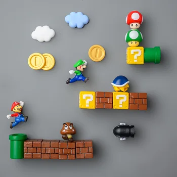 10/12Pcs Super Mario Magnety na Chladničku Hračiek 3D Stereo Kreslené Animácie Domáce Dekorácie Dekoračné Figúrky