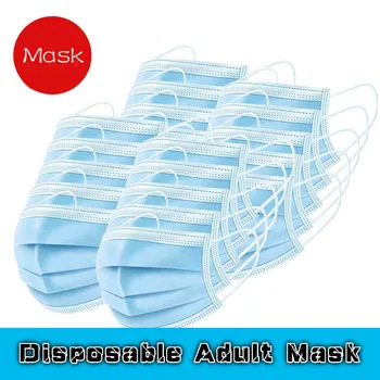 10-500pcs Modrej Masky pre Dospelých Disposable Non Wove 3 Vrstvy Vrstva Filter Úst Tvár Masku Priedušná Earloops Mascarillas Rýchle dodanie