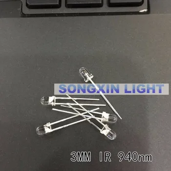 1000pcs 3 mm Transparentné IR LED, 3 mm Transparentné Infračervené 940 940 nm nm LED Svetelných Diód (led Lampa Vody Jasné, Žiarovka