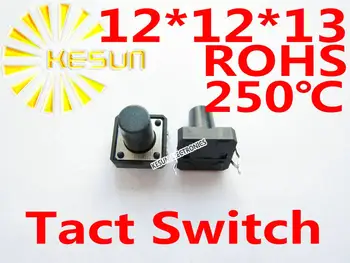 1000PCS DIP 12X12X13MM Hmatové Takt Push Button Micro Switch Momentálne ROHS