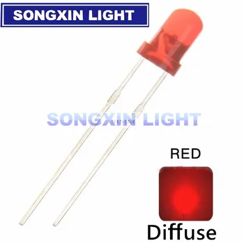 1000pcs Mini LED Dióda 3 mm Červená Farba Rozptýleného Kolo DIP 3 mm Svetlo Emitujúca Dióda LED Žiarovka Svetla Elektronika Zložka