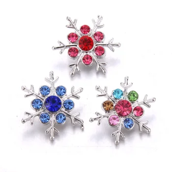 10pcs/veľa Nových Snap Jewelrys farebné Crystal snowflake 18 MM Kovové Modul Tlačidiel pre Prichytenie Náramky Ženy Vianočné Šperky