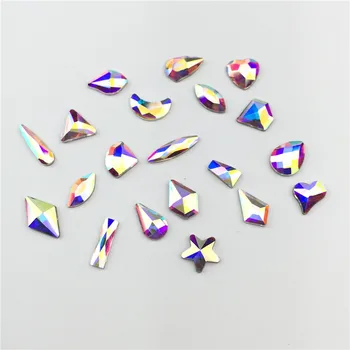 120pcs/box Ploché Späť Multi-veľkosť Skla Crystal AB Lesk Drahokamu Kamene 3D Nail Charms Crystal DIY Nail Art, Ozdoby
