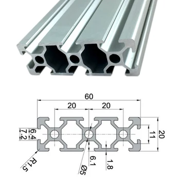 1PC 2060 Hliníkové extrudované profily 100 mm - Dĺžka 800mm Európskej Normy Eloxovaný Lineárne Železničnej pre DIY CNC 3D Tlačiarne Workbench