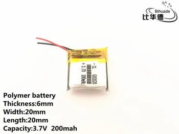 1pcs/veľa 3,7 V,200mAH,602020 Polymer lithium ion / Li-ion batéria pre HRAČKA,POWER BANKY,GPS,mp3,mp4