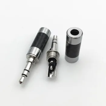 2 ks Ródium Á z Uhlíkových Vlákien 3,5 mm Stereo 3 Pól Samec Konektor Priamo 3.5 Audio Spájky, Konektor pre 4 mm 6 mm Kábel
