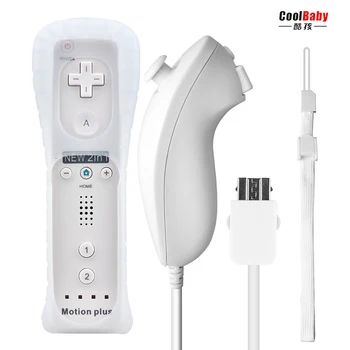 2-v-1 Bezdrôtový Diaľkový ovládač+Nunchuk ovládač pre Nintend Wii Vstavaný Motion Plus pre WiiU gamepad ovládač+Silikónové puzdro