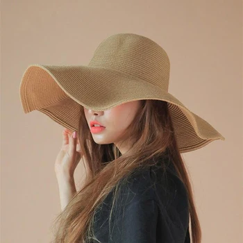 2019 jednoduché Žien biely klobúk summer black nadrozmerné sunbonnet pláž cap žien strawhat slnko klobúk letný klobúk 56-58 cm