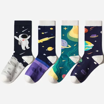 2019 Nový Produkt Harajuku Bežné Osobnosti Planéty Astronauti Šťastný Sox Jeseň Zima Príliv Ponožky Tvorivé Vianočný Darček