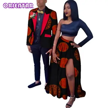 2020 Africkej Tlače Pár Oblečenie Žien Dlhá Sukňa a Mužov Outwear Kabát Africká Strana Pár Oblečenie pre Ženy, Pánske WYQ28