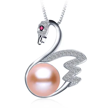 2020 Nové 925 silver Módne Osobnosti Luxusné swan Zirkón Prívesok pre Ženy Prírodné Sladkovodné Perlový Náhrdelník Strany Šperky Hot