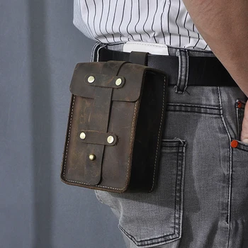 2020 Nové Hrubé Kvalitné Kožené mužov Vintage Cestovné Pás Fanny Pás Taška Pack Dizajn Bum Hip Bag 6