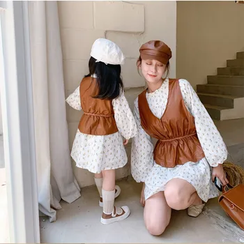 2020 nové rodič-dieťa oblečenie trend kórejského Kožená Vesta