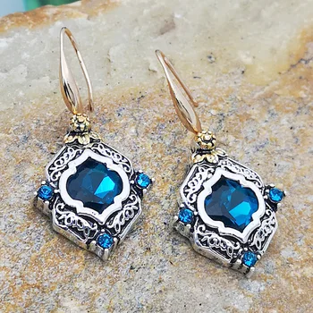 2020 Vintage Blue Crystal Zirkón Elegantné Visieť Náušnice pre Ženy Šperky, Svadobné Náušnice Kvapka Zapojenie Vyhlásenie Brincos