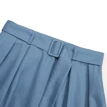 2021 Celmia Módne Denim Sukne Ženy Vysoký Pás Elegantné Office Lady-line Sukne Bežné Midi Sukne S Pásikom Plus Veľkosť sukne