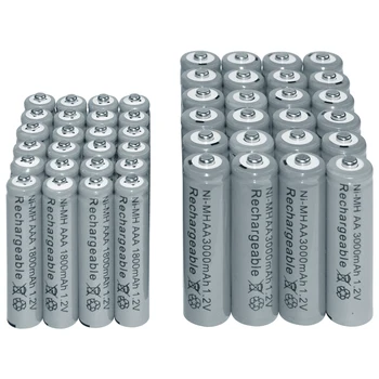 24pcs AAA 1800mAh + 24pcs AA 3000mAh 1.2 V NI-MH sivá Nabíjateľná Batéria