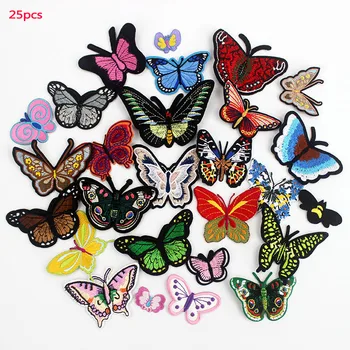 25 Vzory Módne Motýľ Škvrny Žehlička na Vyšívané Appliques DIY Nálepky pre Deti, Dievčatá Bunda Tašky Látkové Dekorácie