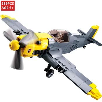 289Pcs Vojenské WW2 Nemecko Army Air Forces BF-109 Fighter Stavebné Bloky Sady Brinquedos Tehly Vzdelávacie Hračky pre Deti,