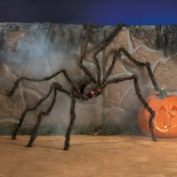 2m Obrie Chlpatý Pavúk s LED Oči pre Halloween Dekorácie Haunted House Bar Party Dekorácie miestnosti escape rekvizity