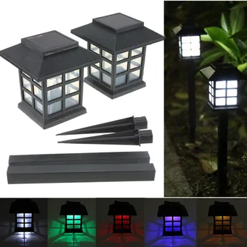 2X Vonkajšie Slnečné Orientálna LED Trávnik Cesta dvore Záhradné Svetlo Krajiny Vklad Lampa Pre Cesty, Dekorácie, Svetelný Senzor Svetiel