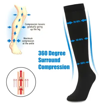 3 Páry Kompresné Pančuchy Kvalitné Cyklistické Športové Unisex Ponožky vhodné pre Edém Diabetes Kŕčové Žily Maratón Beh Ponožky