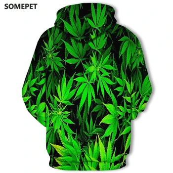 3D Tlač burín hoodies topy, pulóvre Muži/Ženy s Kapucňou Mikiny Bežné zelený list burín Hoodie burín 3d hoodies bunda homme