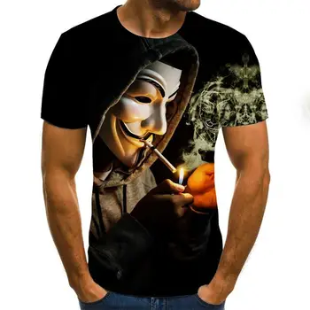 3D Vytlačené T Shirt Mužov Joker Tvár Príležitostné O-krku Mužské Tričko Klaun, Krátky Rukáv Zábavné Tričká 2020 Letné Tee Tričko Homme