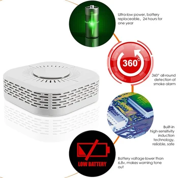 3ks Dymový Detektor Bezdrôtový 433MHz Fire Security Protection Alarm Senzor pre Smart Home Automation, Práca s Ewelink APP