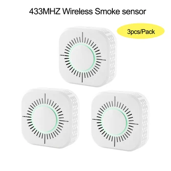 3ks Dymový Detektor Bezdrôtový 433MHz Fire Security Protection Alarm Senzor pre Smart Home Automation, Práca s Ewelink APP