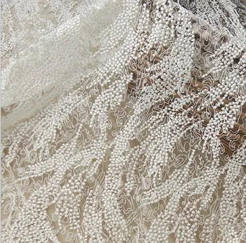 3Yards Biele Vyšívané Svadobné Čipky 3D Tkaniny Polyester Výšivky Kvalitného Tylu Oka lady šaty, plášte, takže Tkaniny