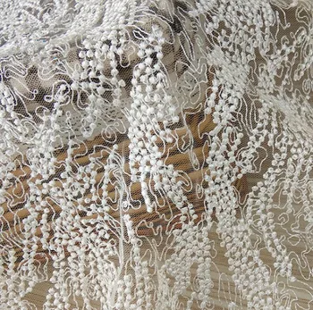 3Yards Biele Vyšívané Svadobné Čipky 3D Tkaniny Polyester Výšivky Kvalitného Tylu Oka lady šaty, plášte, takže Tkaniny