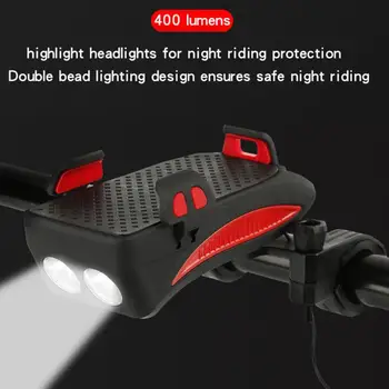 4 V 1 Multi-function Jazdecké Príslušenstvo LED Požičovňa Svetlometu Mobilný Telefón Držiak na Bicykel Predné Svetlo Reproduktor Cyklistické Vybavenie