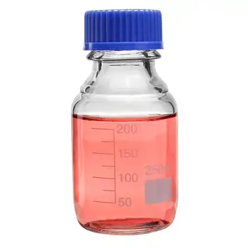 4pcs 250 ml Činidla fľaša S modrým skrutku krytu Normálne sklo,Kapacita Štúdia Vzorky Ampulky Plastové Veko