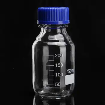 4pcs 250 ml Činidla fľaša S modrým skrutku krytu Normálne sklo,Kapacita Štúdia Vzorky Ampulky Plastové Veko