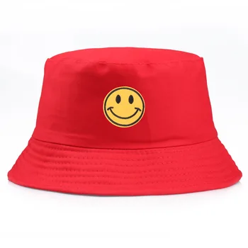 5 Farby Leta Ženy Mens Panama Vedierko Hat Úsmev Na Tvár Dizajn Plochý Slnko Rybolov, Rybárov, Bob Klobúk Hip Hop Spp