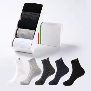 5 Párov/veľa Mužov Ponožky Klasické Obchodné Úplne Nové Ponožky Mužov Vysoko Kvalitný Priedušný Bavlna Bežné Ponožky