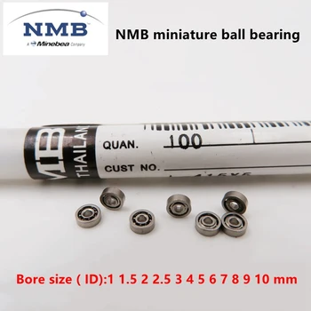 50pcs NMB Minebea vysoká rýchlosť Vŕtania ložiska veľkosť（ID) 1 1.5 2 2.5 3 4 5 6 7 8 9 10 mm, ABEC-5 miniatúrne hlboké drážky guľkové ložiská