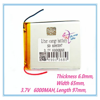 606597 3,7 V 6000mAH 6065100 (polymer lithium ion batéria) Nabíjateľné batérie Li-ion batéria pre tablet pc