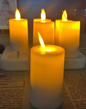6pcs Nabíjateľná Kyvné Pohybujúce sa Knôt Čaj Svetlo Blikajúce Slonoviny Flameless LED Sviečka Domov Vianoce Svadobné party Decor-Amber