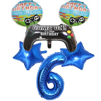 6pcs/set Fortnite e-športovej hre karnevalu strany modrá dieťa narodeniny digitálne hliníková fólia dekorácie hra s balónom rukoväť 32 palcov