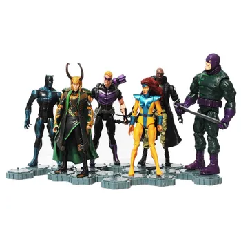 6pcs/set Marvel Avengers Black Panther Vdova Loki Hawkeye Nick Fury Phoenix PVC Akcie Obrázok Zberateľskú Model Hračka