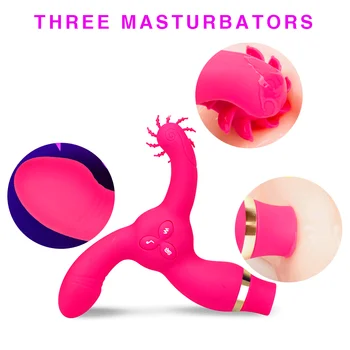 7 frekvencia tri hlavy multi-purpose ženská masturbácia zariadenie silné vibrácie sania stimulácia orgazmus upozorňuje bar silný