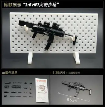 8Pcs 1/6 Hračky Zbraň Model MP5 HK53 UZI MK18 KRISS VECTOR MP7 Hádanky Tehly Zbraň Vojak Zbraň+Displej na Stenu