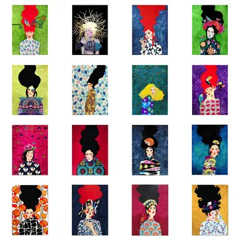 Abstrakt Dievča Vlasy Kvet, Vták Múr Umenia Maľby Nordic Farebné 5D DIY Diamond Výšivky Historických obrazov na Stenu Umenie Deti Darček