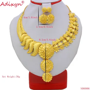 Adixyn India Náhrdelník&Náušnice Šperky Set pre Ženy, Zlatá Farba /Medené Šperky Afriky/Etiópskej Svadobné Svadobné Dary N08095